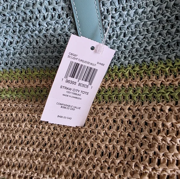 Coach Straw City Tote- New With Tags - Picture 3 of 6